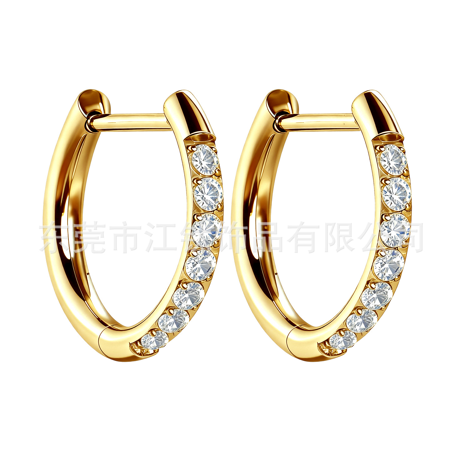 G23 Titanium Round Wire Earrings with Zircon - Gold & White - 16G 6mm Cartilage Stud - Image 5