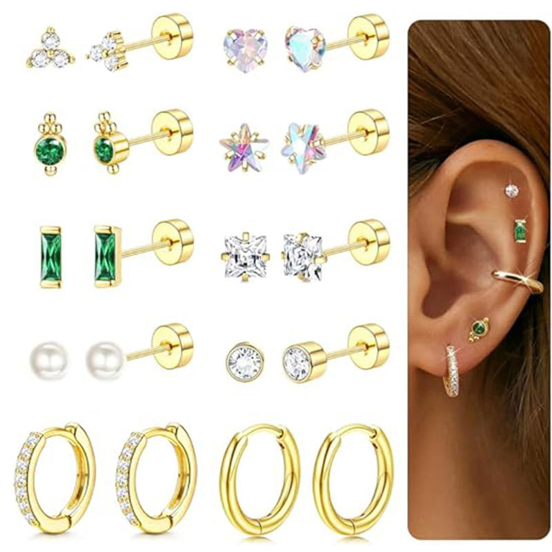 Best Selling 20Pcs CZ Star Earrings Set for Women Stainless Steel Stacking Earrings Simple Versatile - Image 5