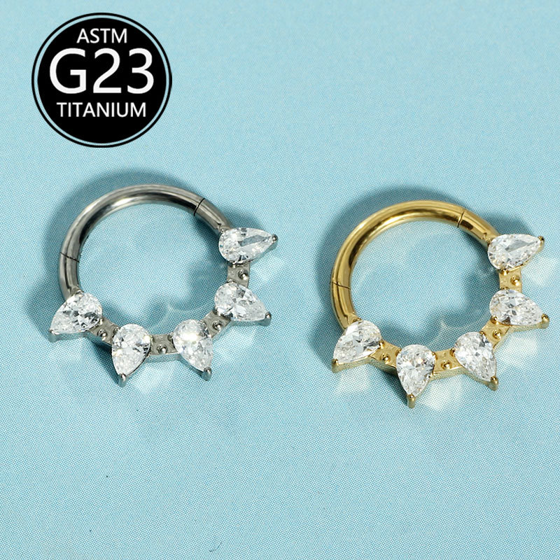 G23 Titanium Nose Ring 1.2x8mm CZ Inlay Nose Stud Hoop Piercing Jewelry for Women Men - Image 5