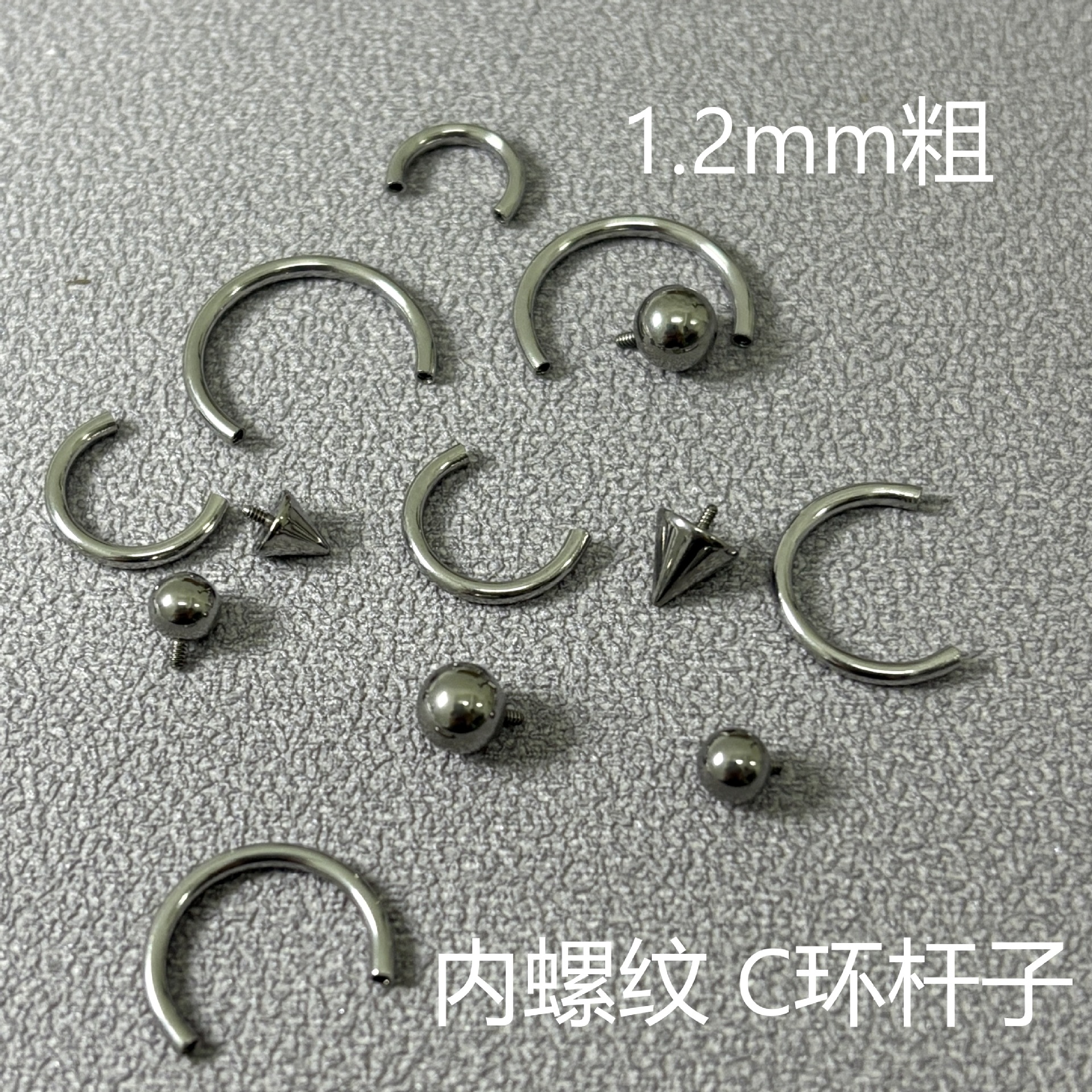 Internal Thread Titanium Steel Lip Ring Replacement C-Shaped Horseshoe Ring for Piercing - Wholesale - Image 4