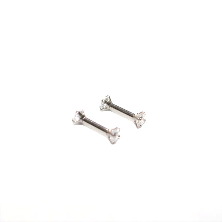 G23 Titanium Double Head Claw Set CZ Straight Barbell Eyebrow Piercing Jewelry - Image 4