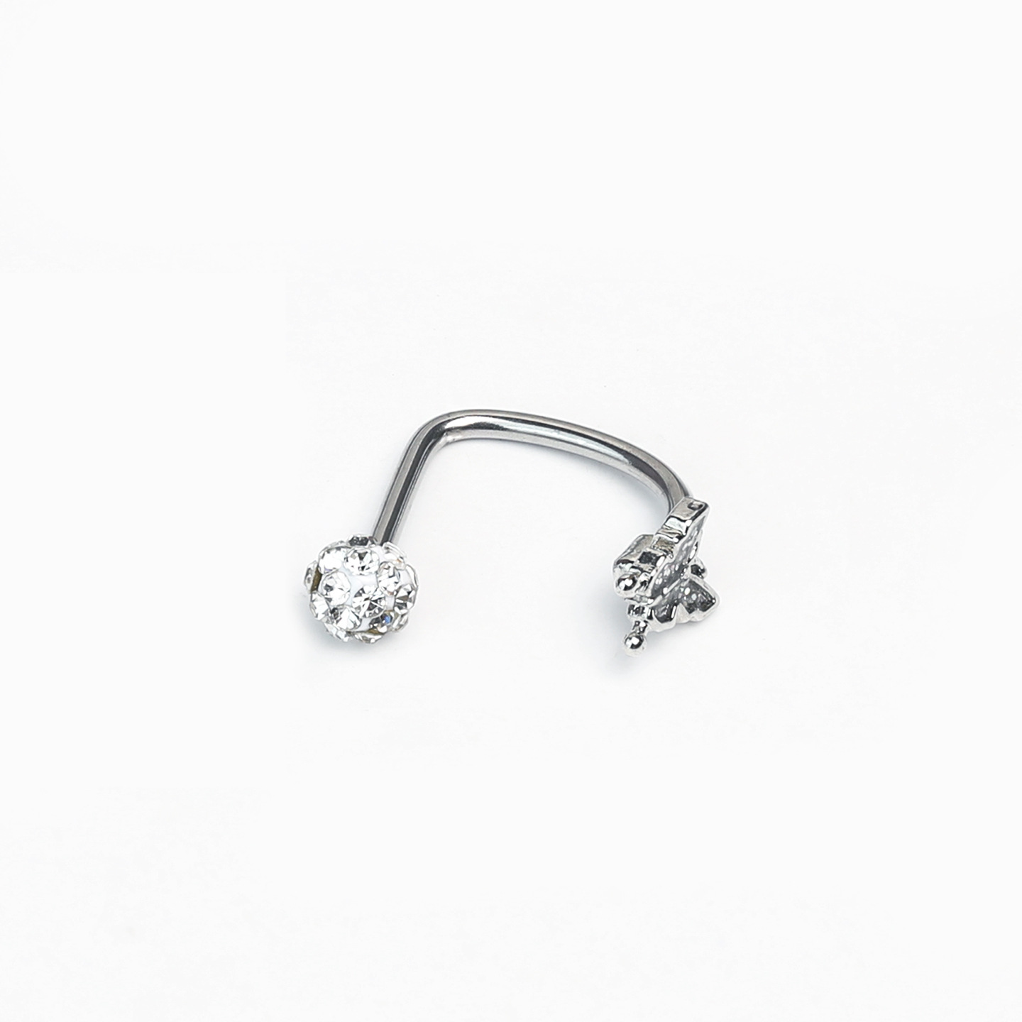 Fine Glitter Silver Butterfly Lip Ring C-Ring D-Ring Sparkling Mud Ball Ear Bone Ring Lip Stud Hot Girl Style Piercing Jewelry - Image 4