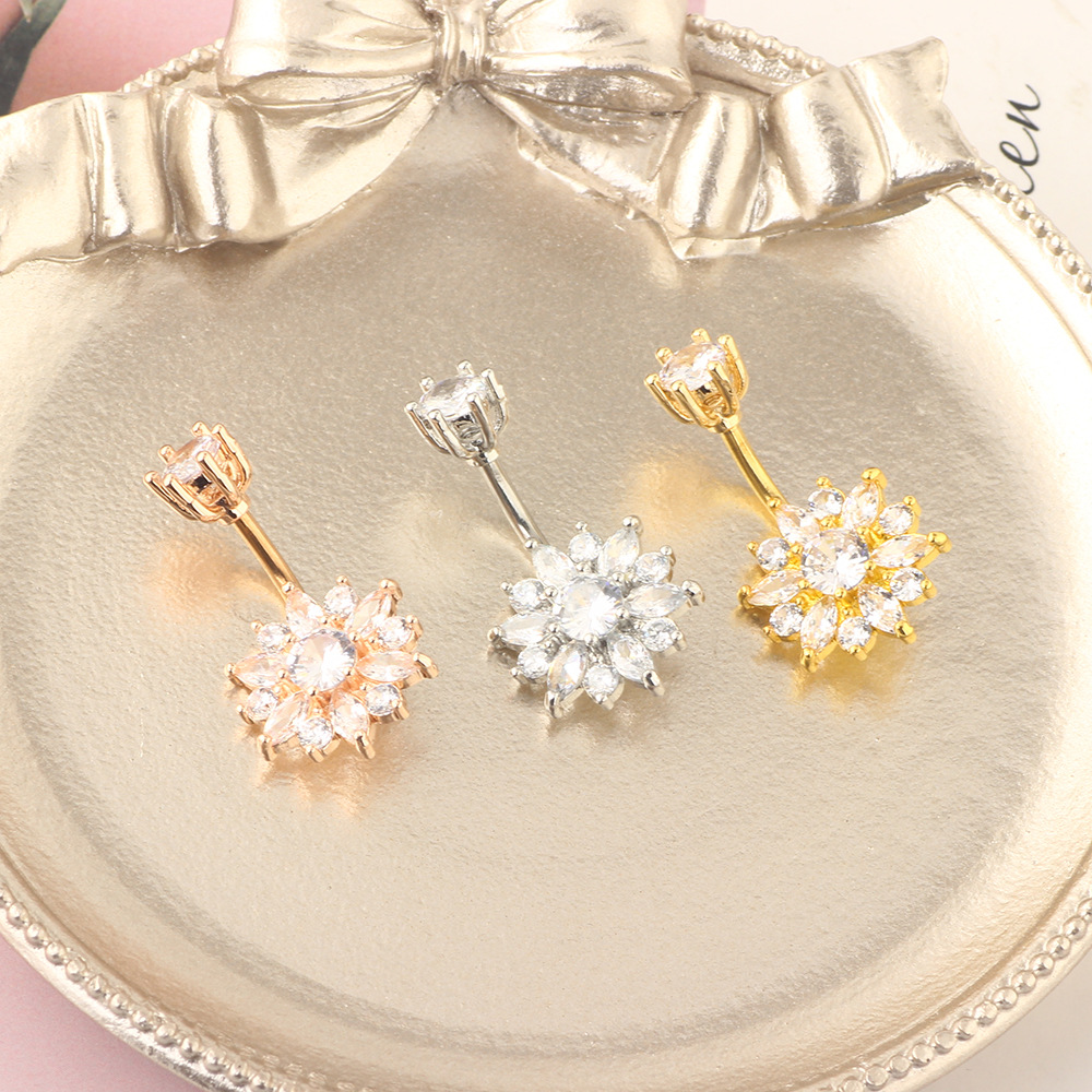 Double-Headed Round CZ Navel Ring Stainless Steel Belly Button Rings Piercing Jewelry - Image 4
