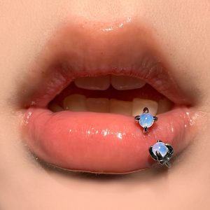 Double-Headed Dragon Claw Lip Ring Hot Girl Design Personalized Titanium Steel External Thread Piercing Jewelry Wholesale