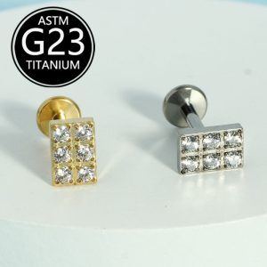 G23 Titanium Zircon Lip Stud Ear Bone Stud Body Piercing Jewelry 1.2mm Flat Back Stud Wholesale