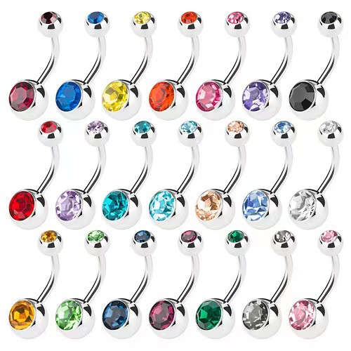 G23 Titanium Belly Button Ring Double Head Set with Czech Diamond Zircon Nail Body Piercing Jewelry - Image 4