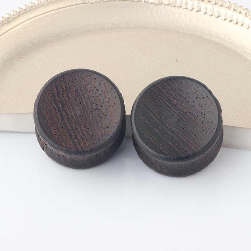 Black Chicken Wing Wooden Auricle Double Horn Ear Expander Tunnel - 22mm Stainless Steel Star Ear Plug - Image 4