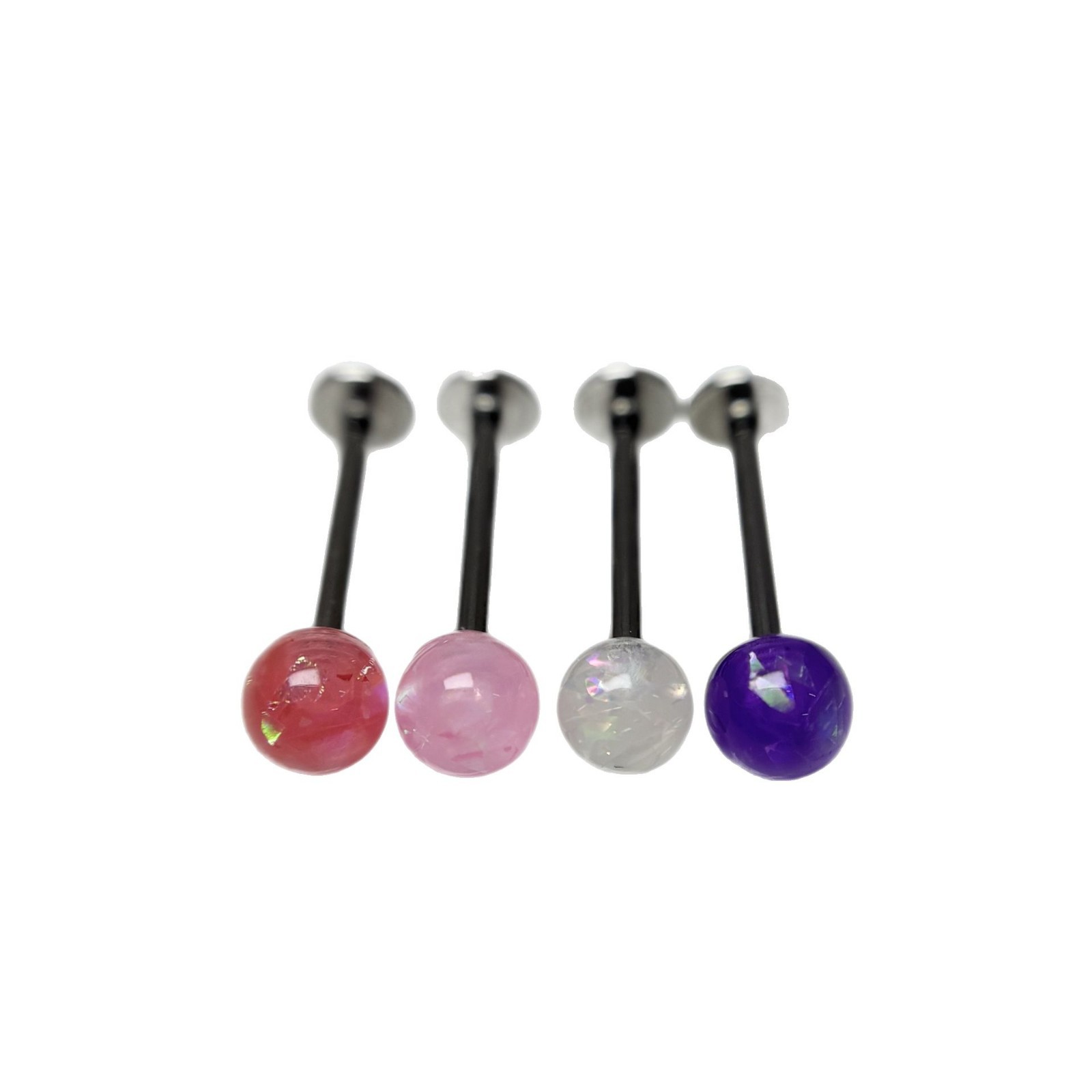 14G 316L Surgical Steel Pink Acrylic Labret Stud Lip Piercing Jewelry 16mm Bar Length - Image 5