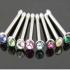 Simple Mini Rhinestone Stainless Steel Nose Stud Piercing Jewelry 2mm Wholesale