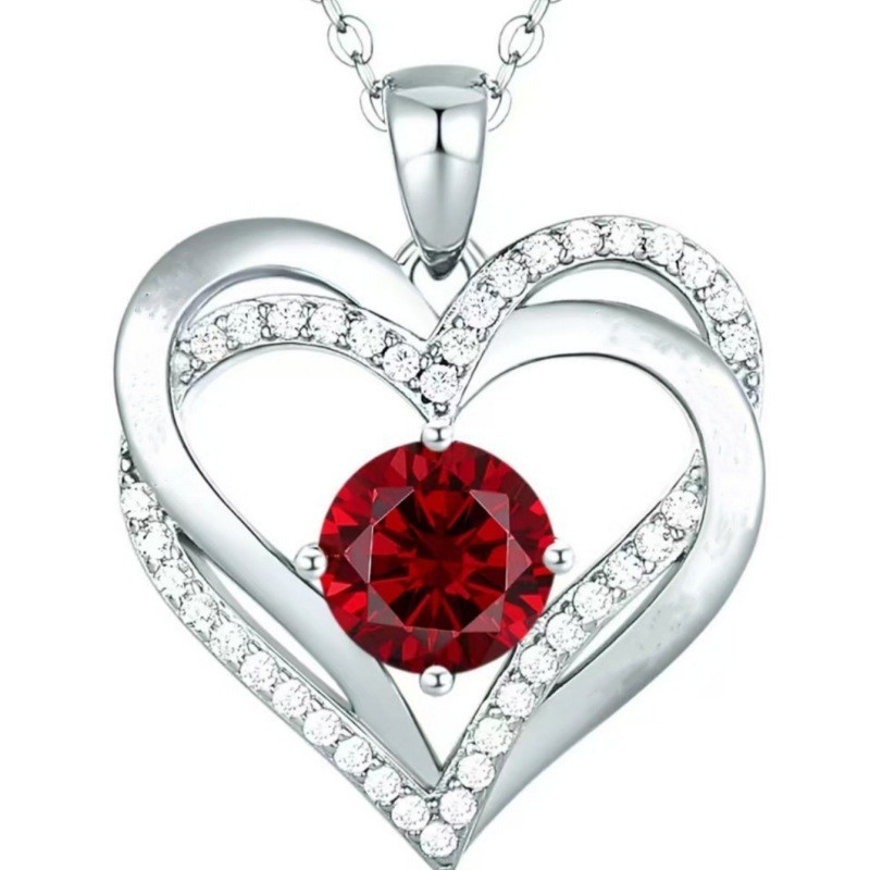Love Eternal Heart Necklace for Women Birthday Gift Valentine's Day Pendant Jewelry Gold Blue Diamond - Image 3
