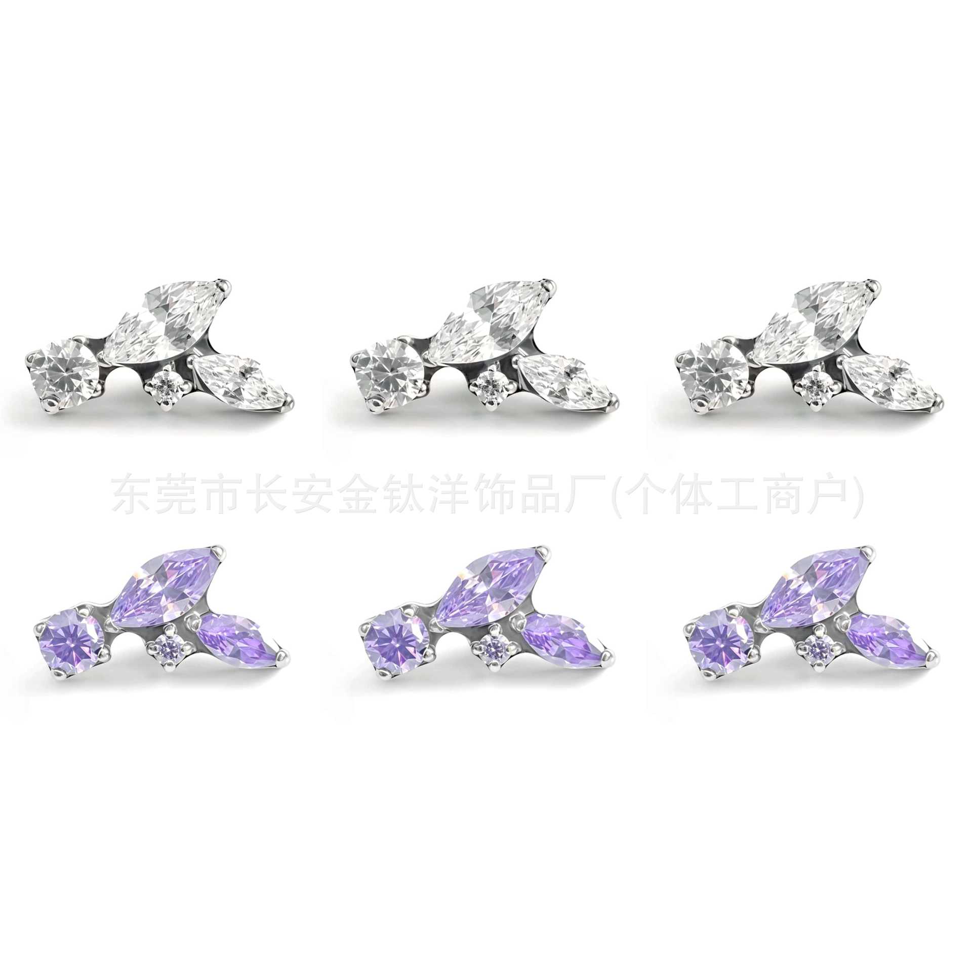 F136 Titanium Marquise Round Zircon Lip Piercing Ear Stud Ear Bone Stud G23 Titanium Alloy Body Piercing Jewelry - Image 5