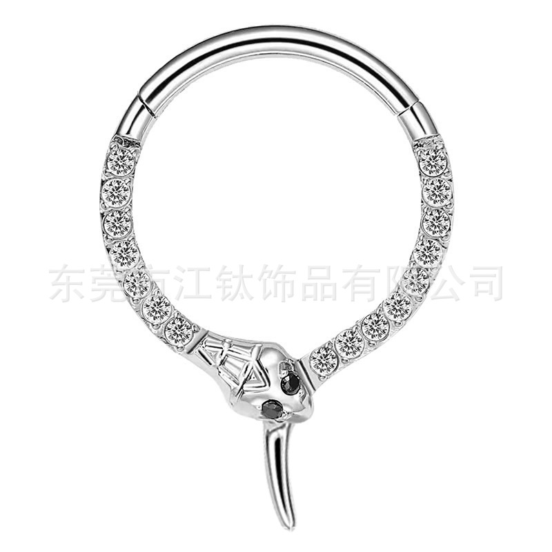 Snake Head Shape Nose Ring Zircon Inlaid Titanium Alloy Nose Stud Nail Gold G23 Body Piercing Jewelry - Image 5