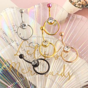 Korean Style Stainless Steel Belly Button Ring with Tulip Design - Navel Piercing Jewelry Wholesale