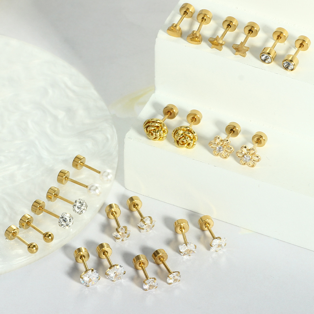 Stainless Steel Earrings Set Geometric Flower Earrings for Women Fashion Drop Shipping - Image 3