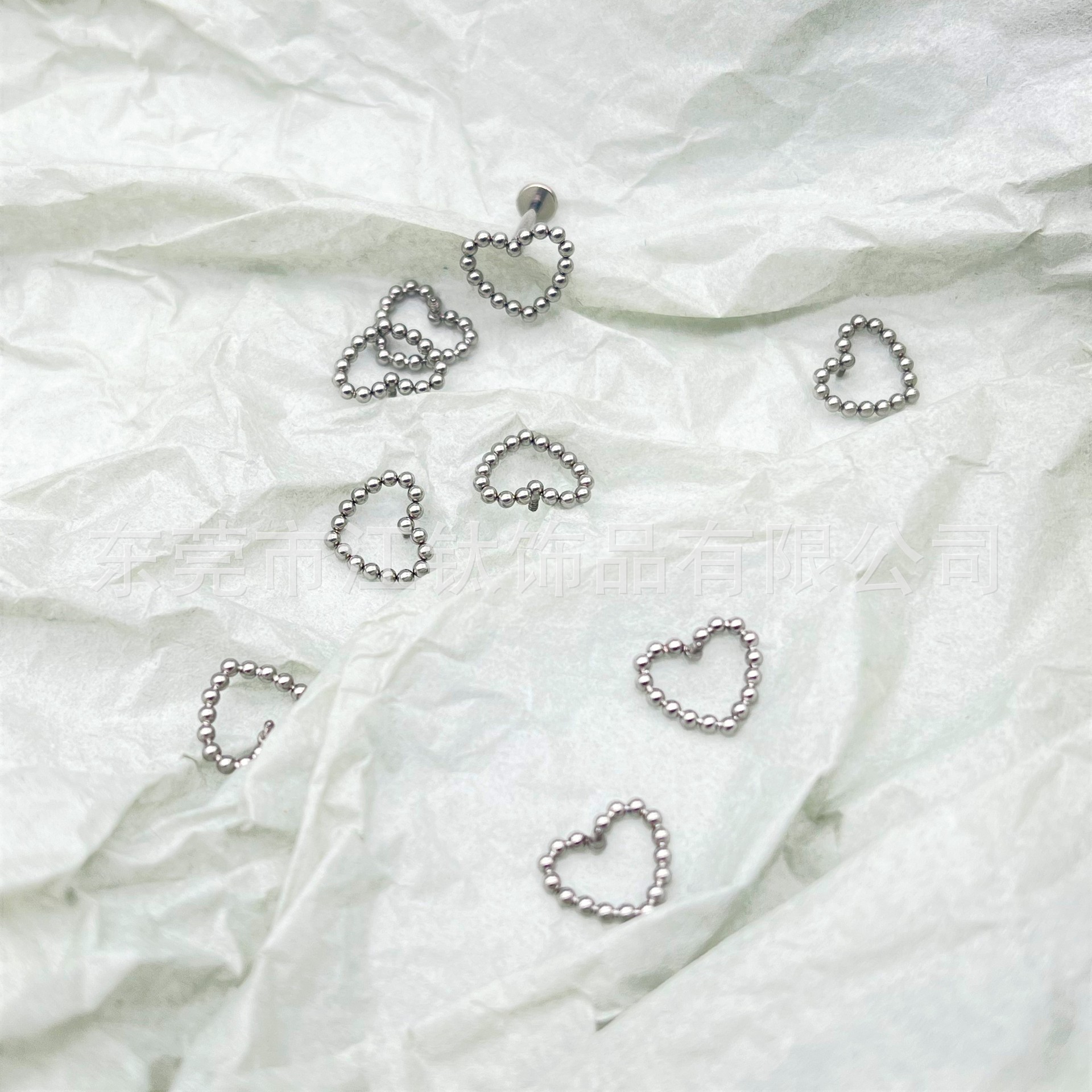 G23 Titanium Heart Shaped Cartilage Stud Earring Welded Ball Ear Bone Nail Lip Piercing Jewelry - Image 3