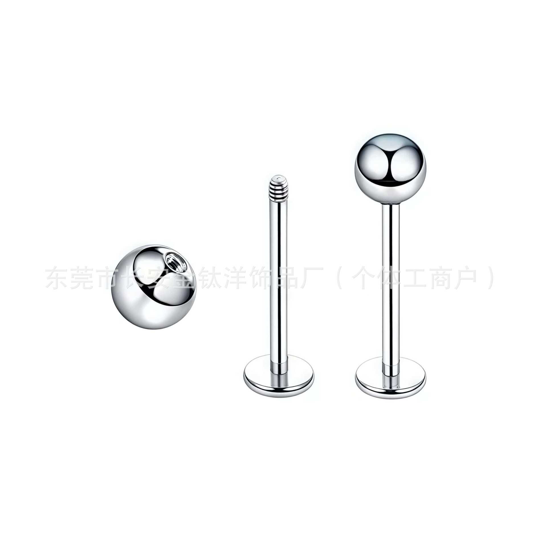 F136 Titanium 0.8/1.0mm Wire Diameter External Thread Round Ball Flat Bottom Labret Stud Lip Nail Piercing Jewelry - Image 2