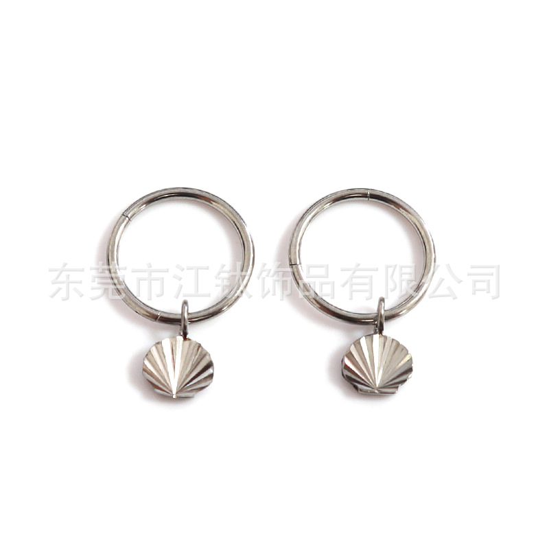 F136 Titanium Shell Earring Closed Ring Anodizable G23 Titanium Alloy Body Piercing Earring - Image 5
