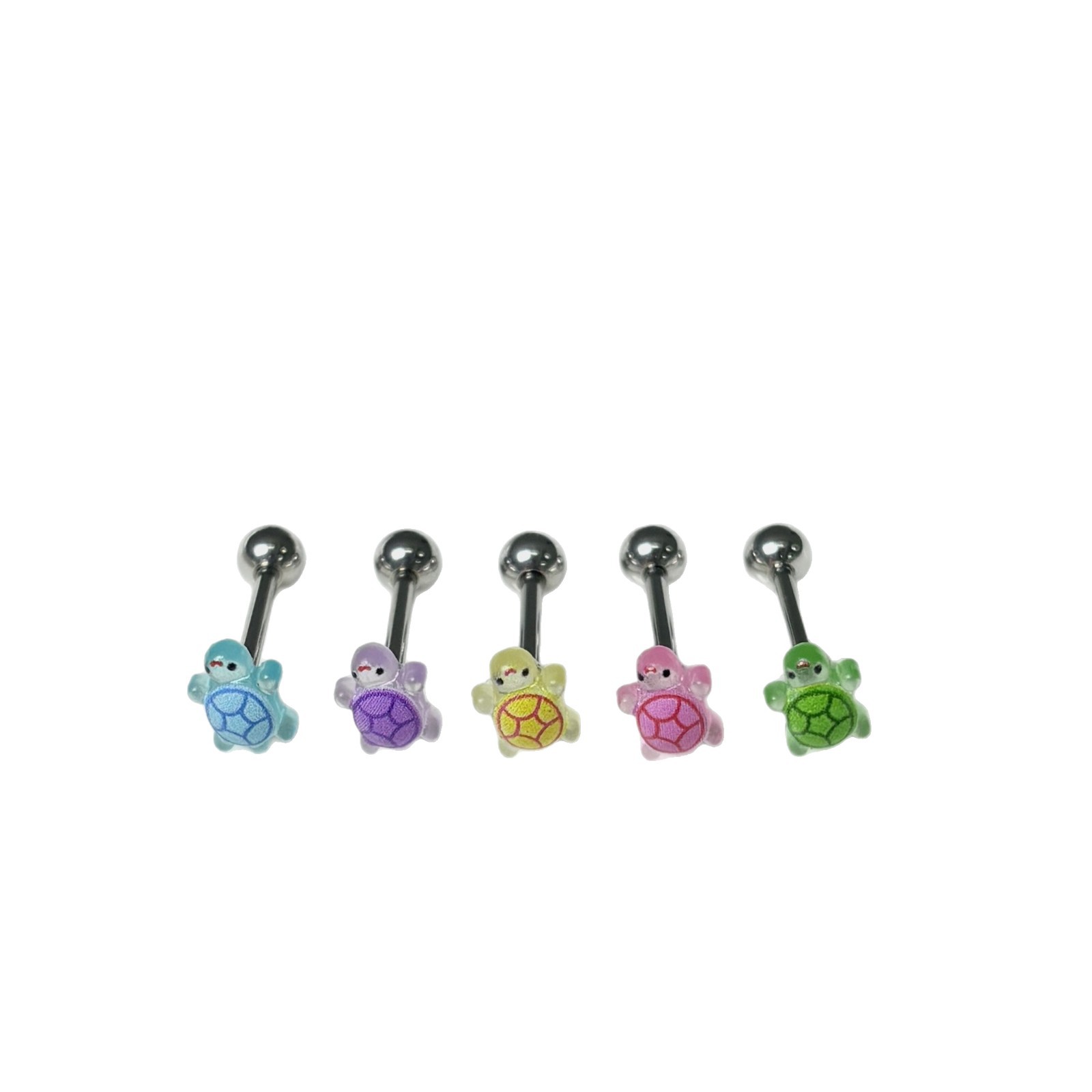 Luminous Little Turtle Tongue Barbell 316L Surgical Steel Drinkable Resin Cartoon Animal Cute Tongue Ring Piercing Jewelry Wholesale - Image 5