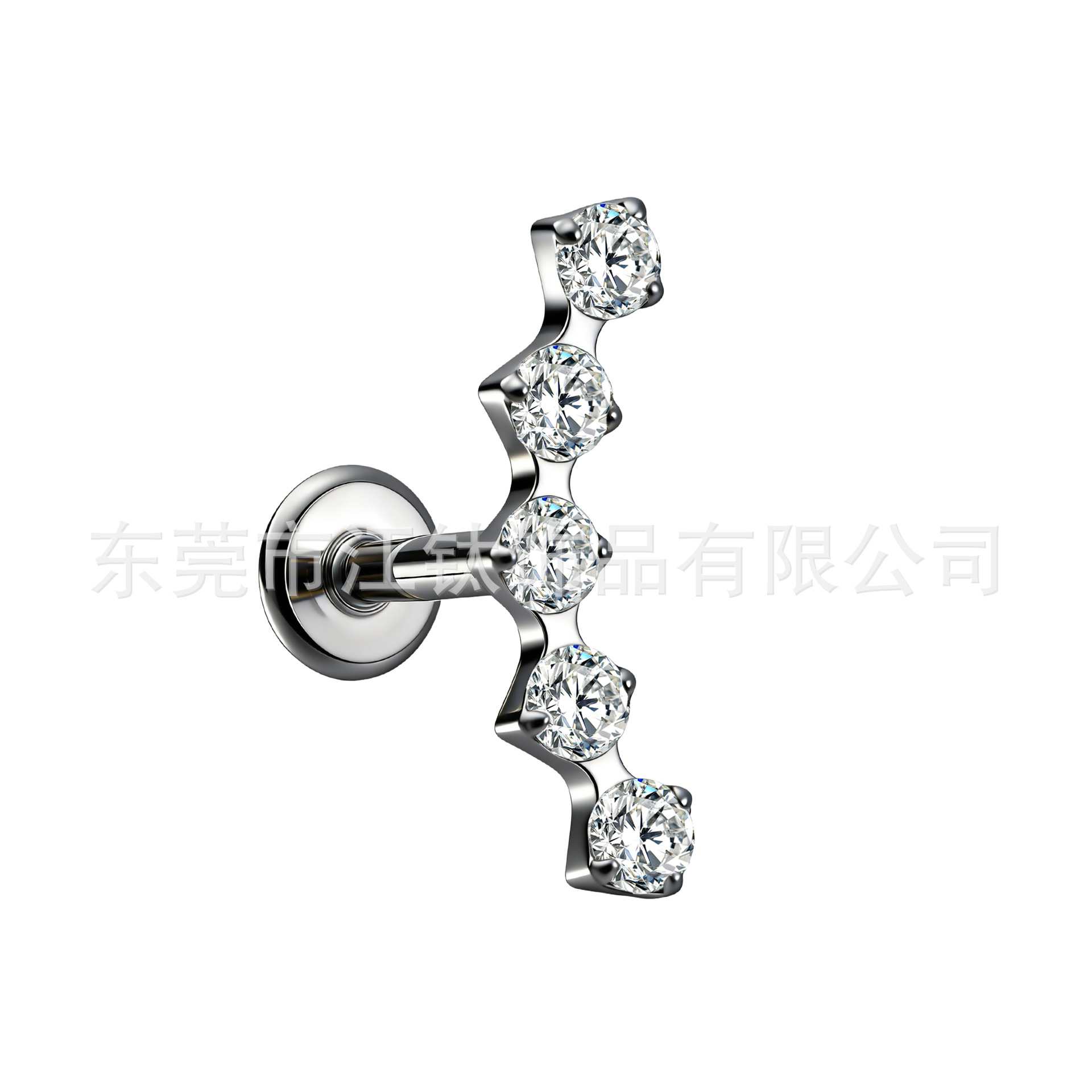 G23 Titanium Alloy Marquee CZ Ear Bone Stud - ASTM F136 Body Piercing Jewelry - Image 5