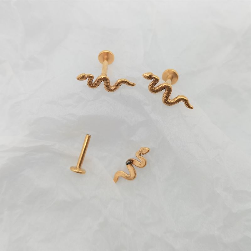 G23 Titanium Serpentine Lip Labret Stud - Anodized Snake Shape Lip Ring for Lip Piercing - Image 4