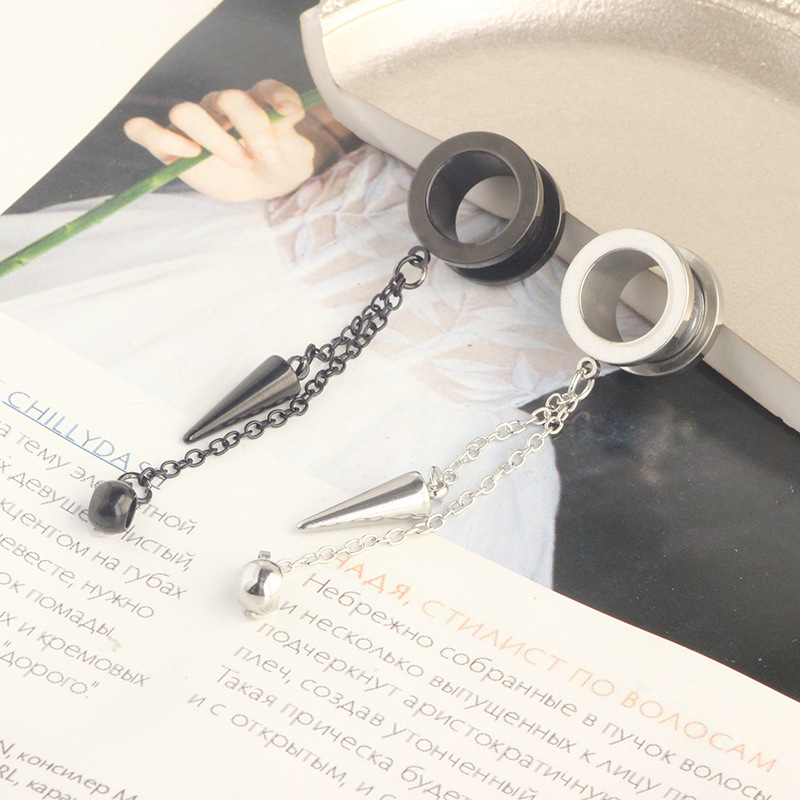 Screw Chain Ear Auger Pendant 316L Surgical Steel Black 25mm Ear Piercing Jewelry Unisex - Image 5