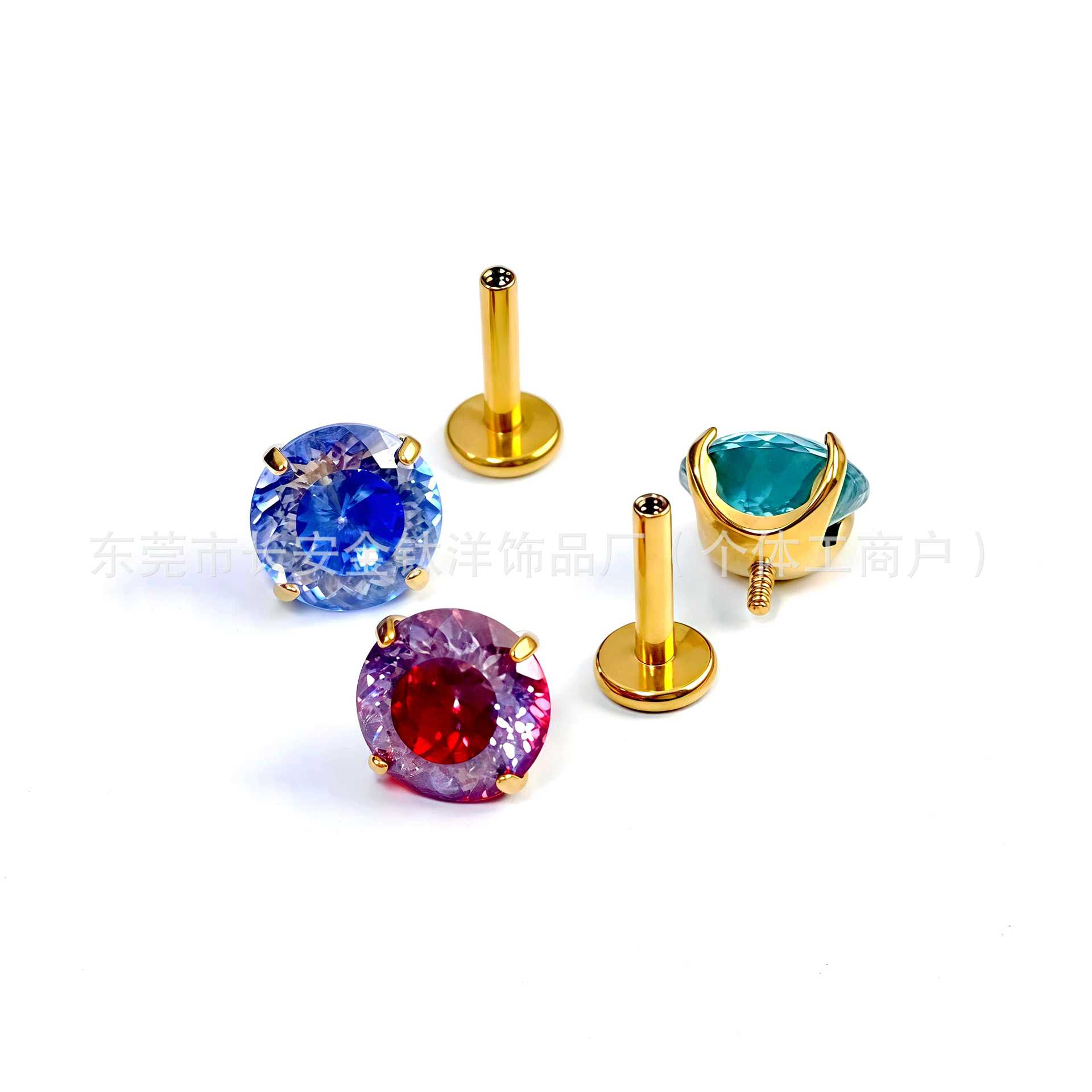 F136 Titanium 18K Gold-Plated Round Bottom Heart-Shaped Rose Lip Stud Nose Stud G23 Titanium Alloy Piercing Jewelry Ear Bone Stud - Image 3