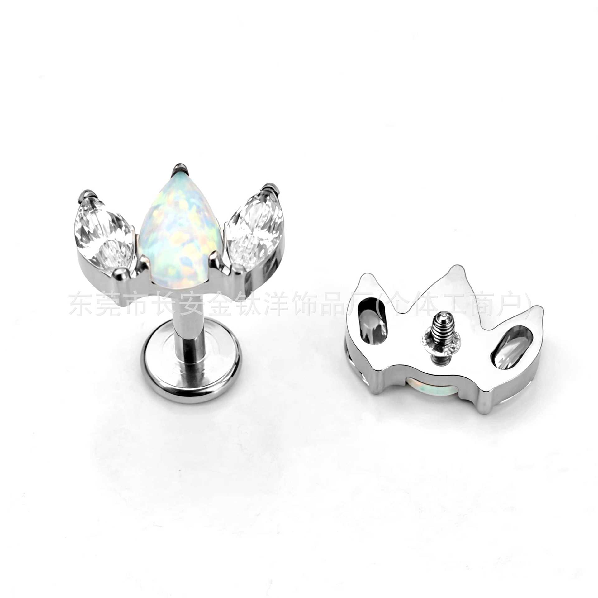 F136 Titanium Water Drop Australian Zircon Lip Piercing Ear Bone Stud G23 Alloy Body Jewelry - Image 3