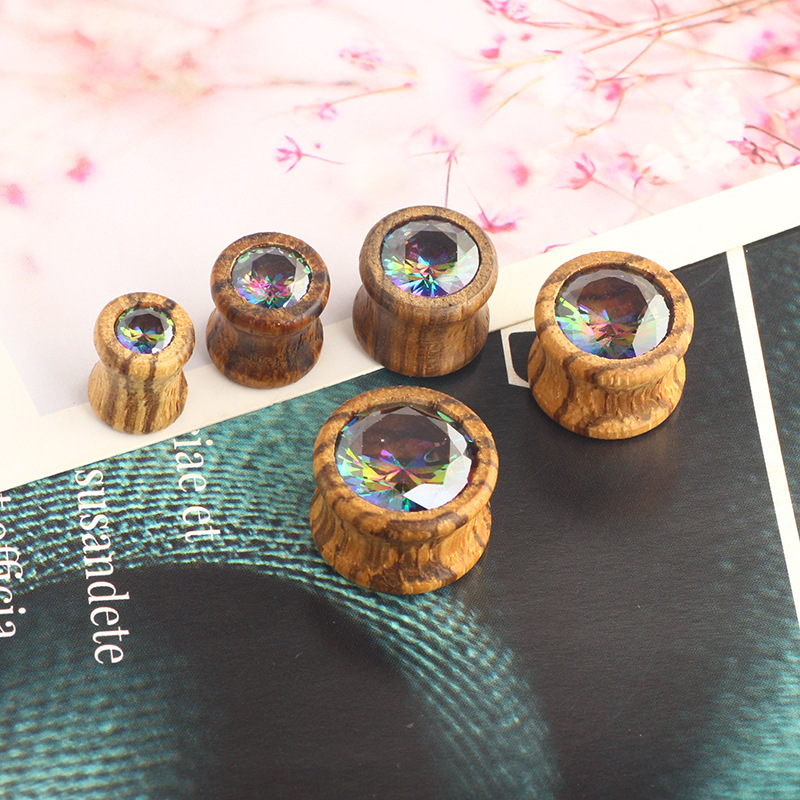 Wood Color Zircon Star Earring 316L Surgical Steel Cartilage Piercing Jewelry - Image 2