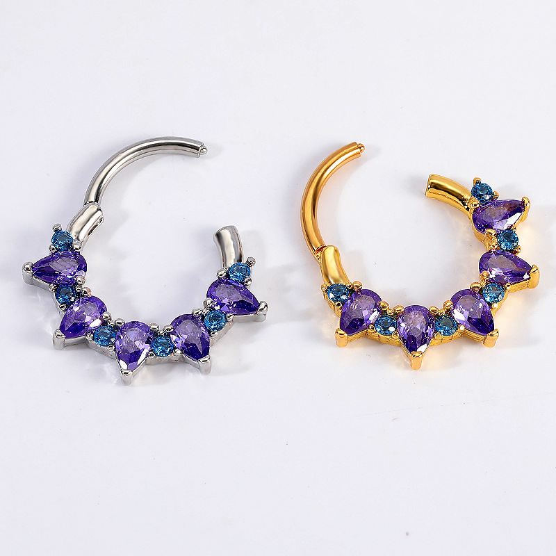 2024 Hot Selling Stainless Steel Nose Ring Zirconia Amethyst Titanium Steel Nose Jewelry for Women - Image 4
