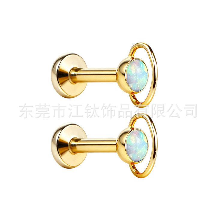G23 Titanium Planet Orbit Opal Inlay Ear Cartilage Hoop Earring | JT927 - Image 5
