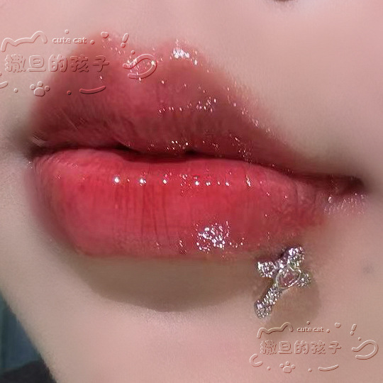 Satan's Children Broken Cross Lip Piercing - Diamond-Encrusted Cross Lip Ring, Lip Stud, Ear Cartilage Stud - Image 4
