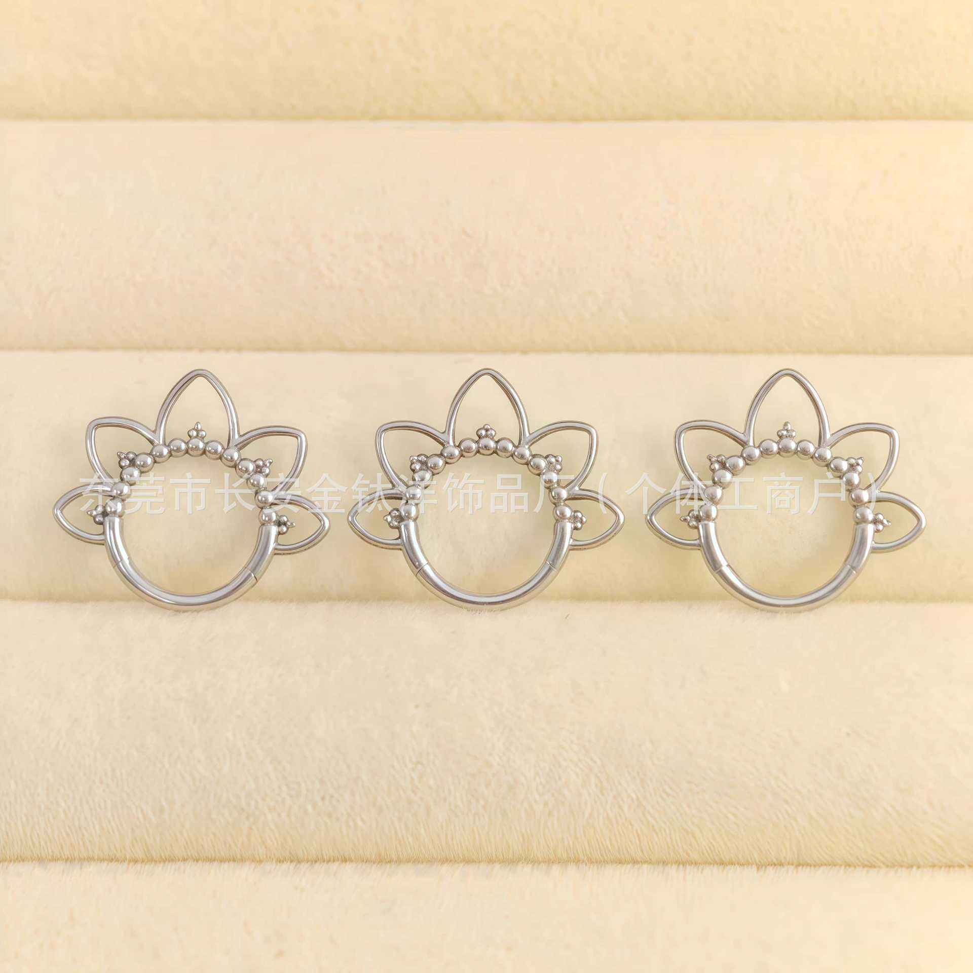 F136 Titanium Petal Closed Ring Pinless Hoop Earrings Lip Ring Nose Ring Seamless Ring G23 Titanium Alloy Piercing Jewelry - Image 4
