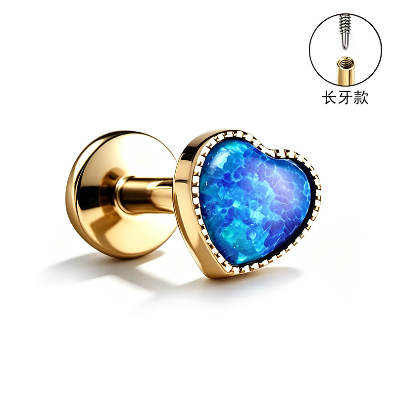 F136 Titanium Alloy Ear Studs, Carved Bone Studs, Long Tooth Style with Zirconia, Lip Studs, G23 Titanium Body Piercing Jewelry - Image 5