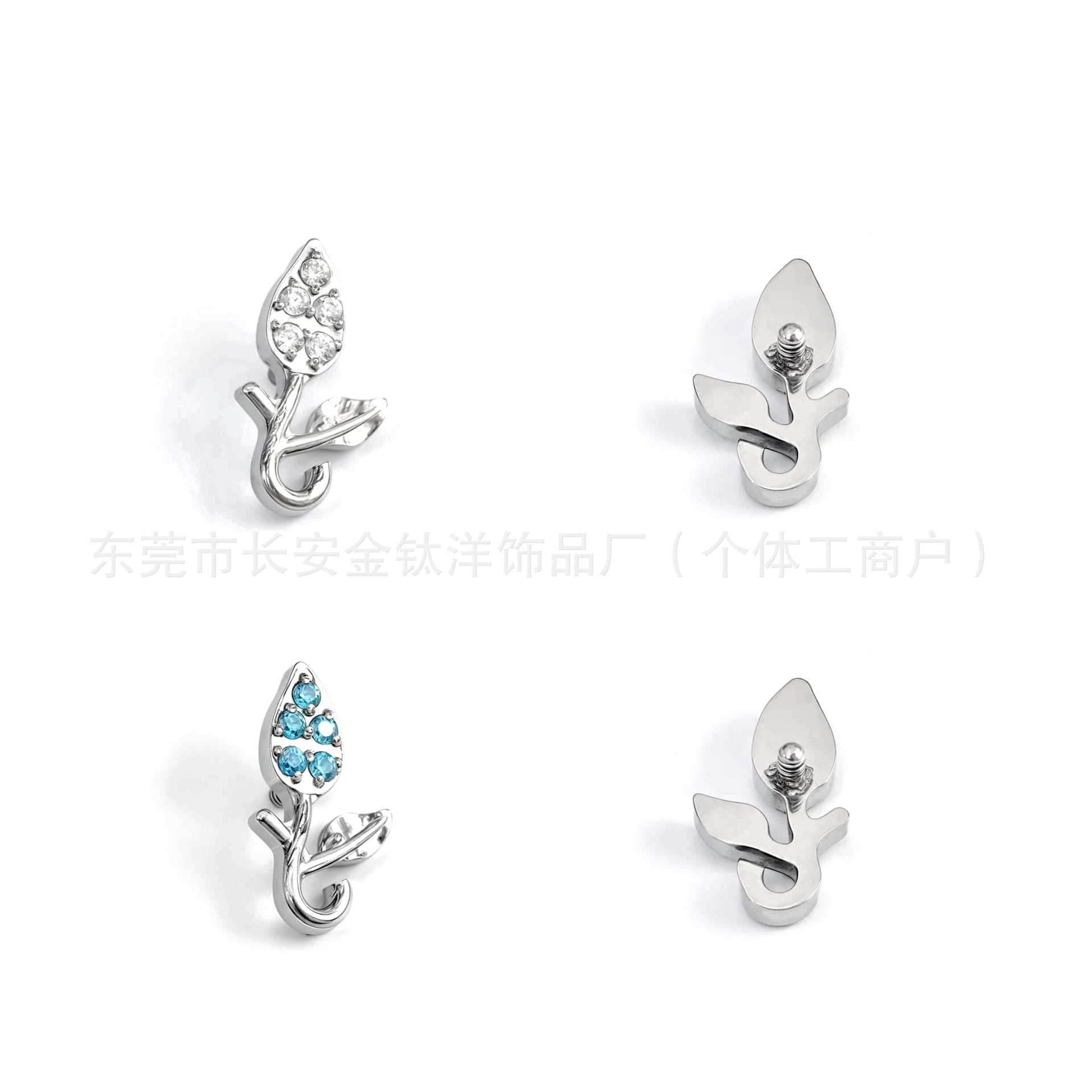 F136 Titanium Flower Earrings with 5A Zirconia - Lip, Nose, Ear Bone Studs - G23 Alloy Body Piercing - Image 4