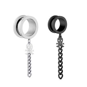 Screw Head Chain Pendant Ear Amplifier Ear Expander 316L Surgical Steel Ear Piercing Jewelry Black 25mm