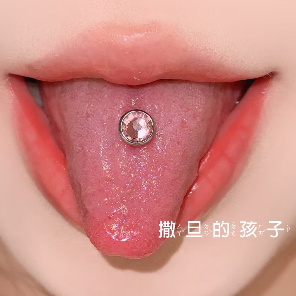 Satan's Child Vast Firmament Clear Tongue Nail Drink Glow CZ Tongue Barbell Tongue Piercing Jewelry - Image 2