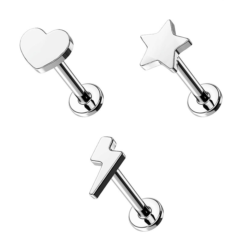 G23 Titanium Moon Stars Love Lightning Cross Fine Polishing Externally Threaded Body Piercing Accessory - Image 5