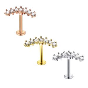 Zircon Stainless Steel Ear Bone Nail Screw Earrings Piercing Jewelry Ear Nail Lip Nail Lip Ring Body Piercing