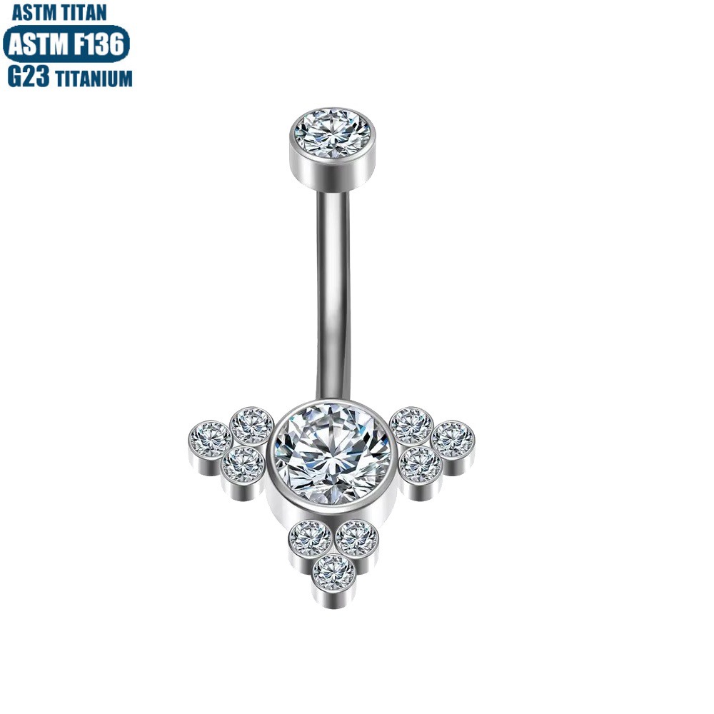 G23 Titanium Wholesale Navel Ring Internally Threaded Silver Belly Button Piercing Jewelry - Image 2