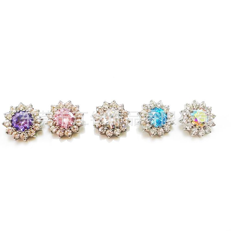 G23 Titanium Sunflower Navel Ring - Blue CZ Belly Button Ring Body Piercing Jewelry - Image 5