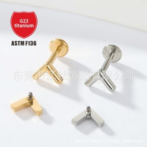G23 Titanium ASTM F136 Letter Earring - Gold Cartilage Stud Simple English Alphabet Piercing Jewelry