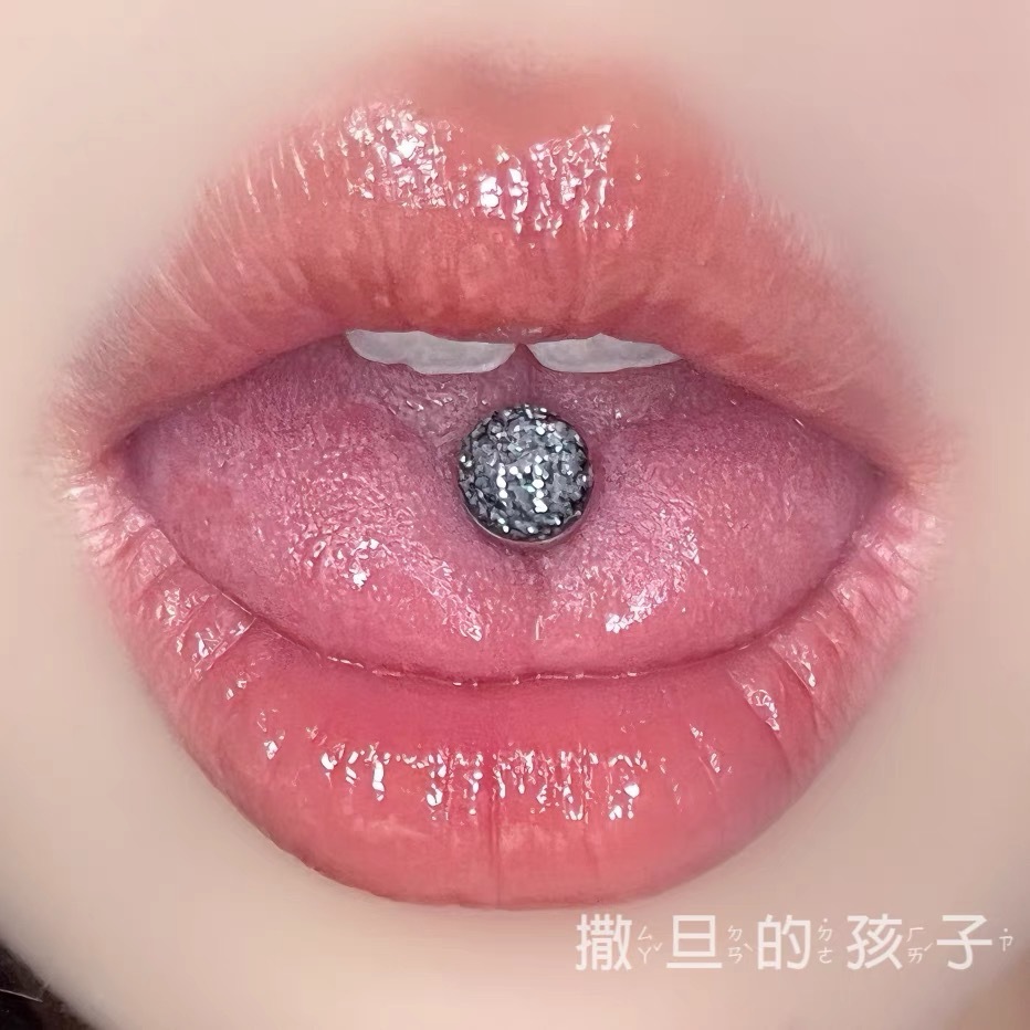Star Drop Tongue Nail Titanium Steel Blue Tongue Ring External Thread 2024 New Style - Image 3