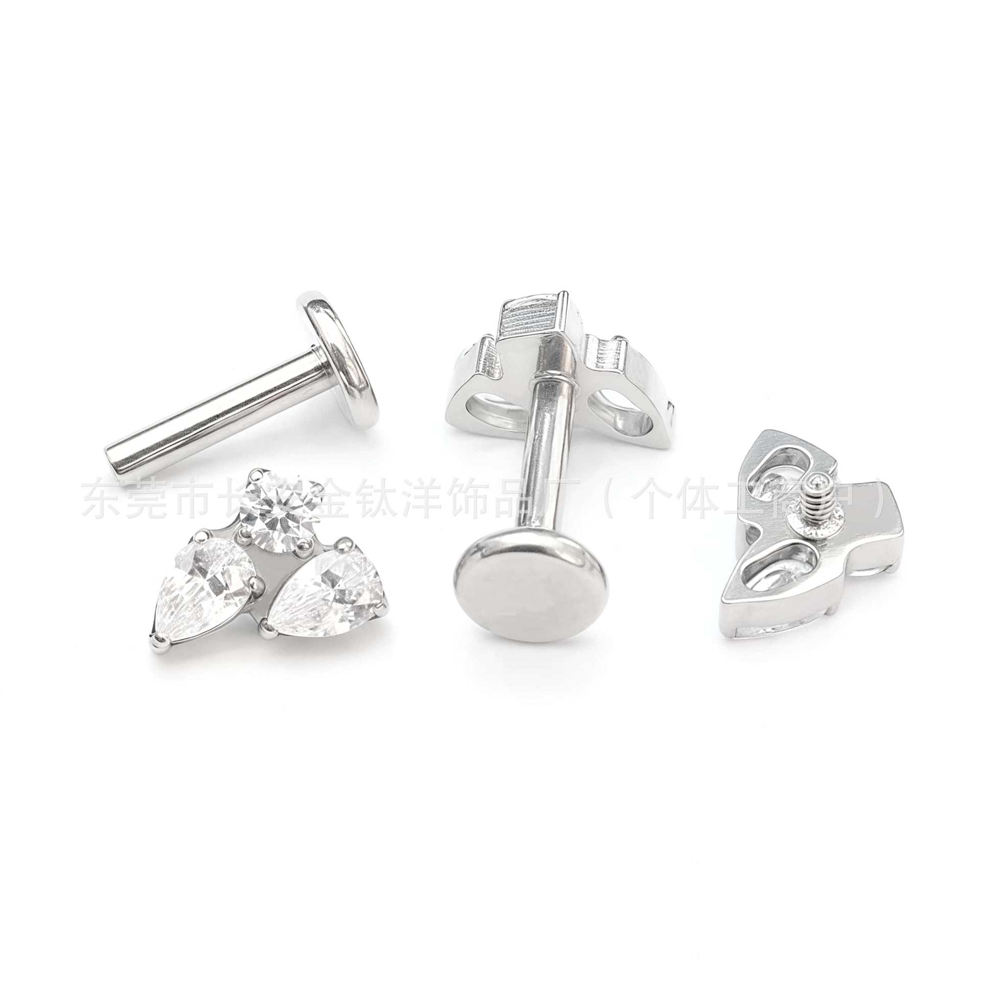 F136 Titanium Water Drop Zirconia Labret Stud Ear Lip Nose Ear Bone Piercing Jewelry G23 Titanium Alloy - Image 3