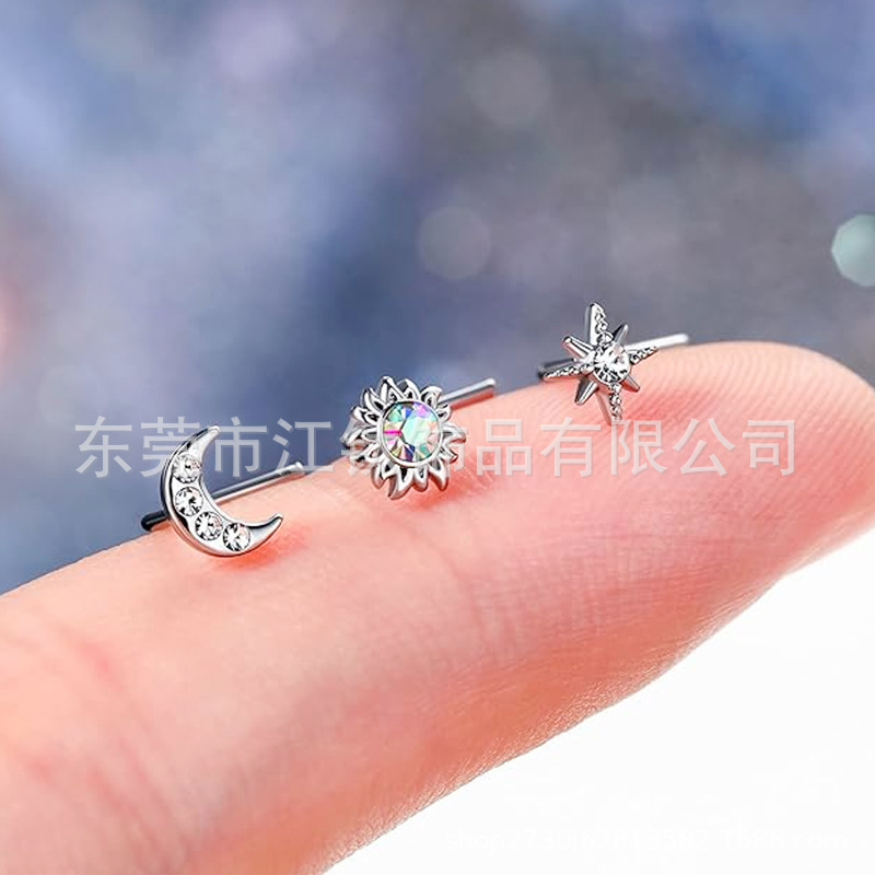 G23 Titanium Alloy Sunflower Nose Stud - ASTM F136 Nose Piercing Jewelry with Zircon, Available for Custom Orders with Drawings & Samples - Image 2