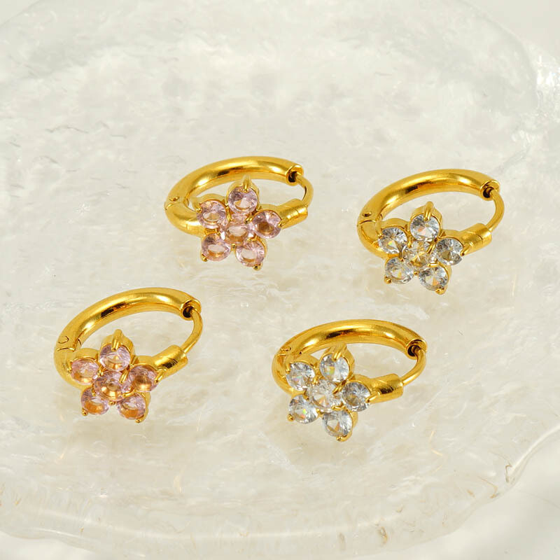 Blue Star 18K Gold Plated Zircon Earrings for Women - Light Luxury Geometric Stud Earrings - Image 4
