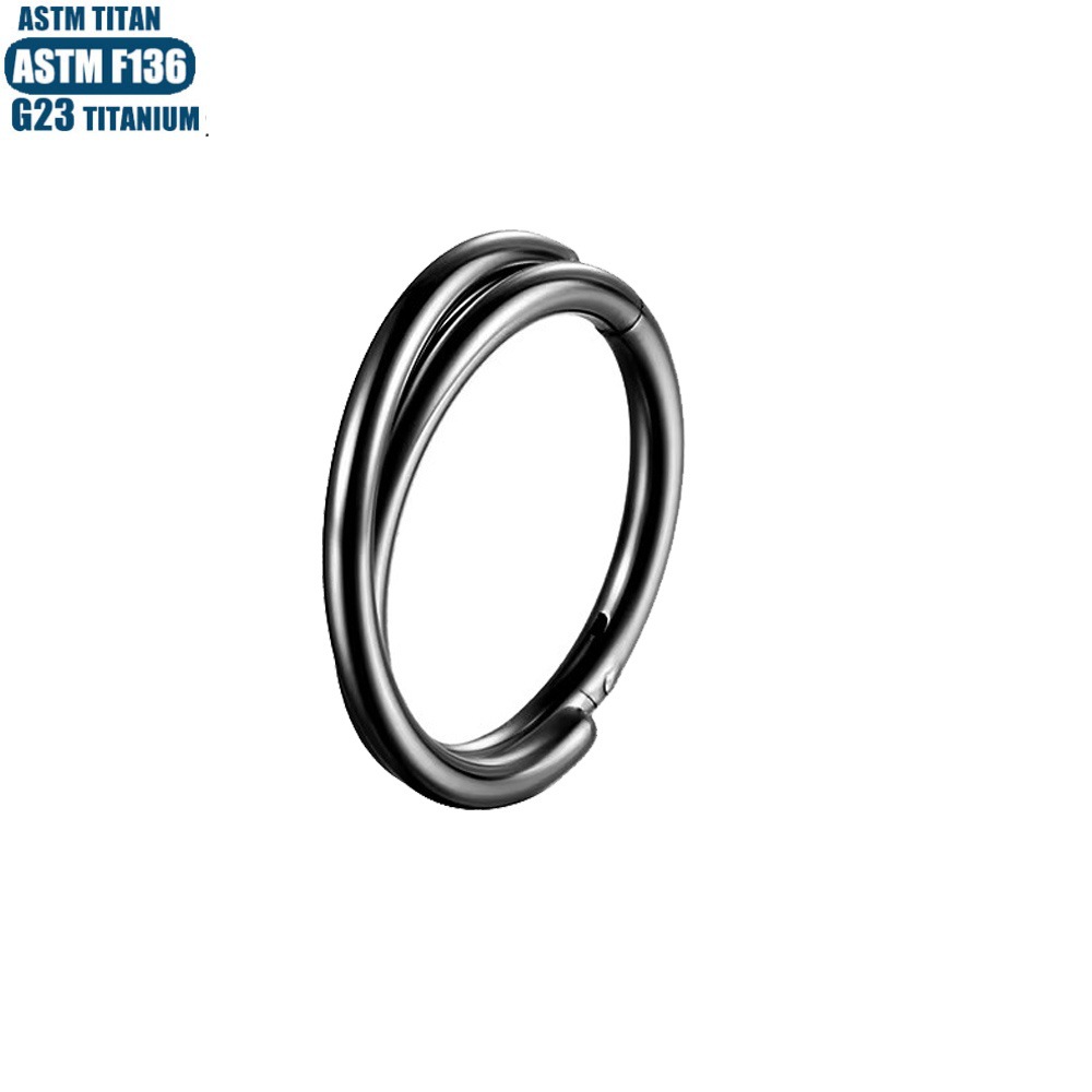 F136 Titanium Nose Ring Seamless Open Hoop Earring for Women Septum Piercing Black - Image 4