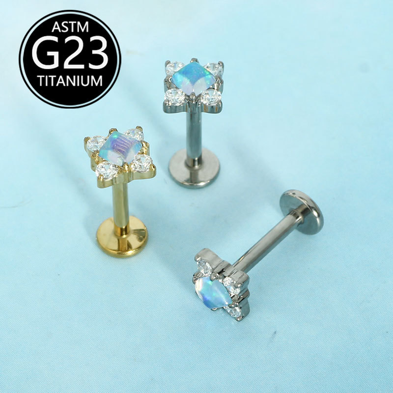 G23 Titanium 16G Internal Thread Flat Bottom Lip Stud & Ear Bone Stud Lip Piercing Jewelry from - Image 2