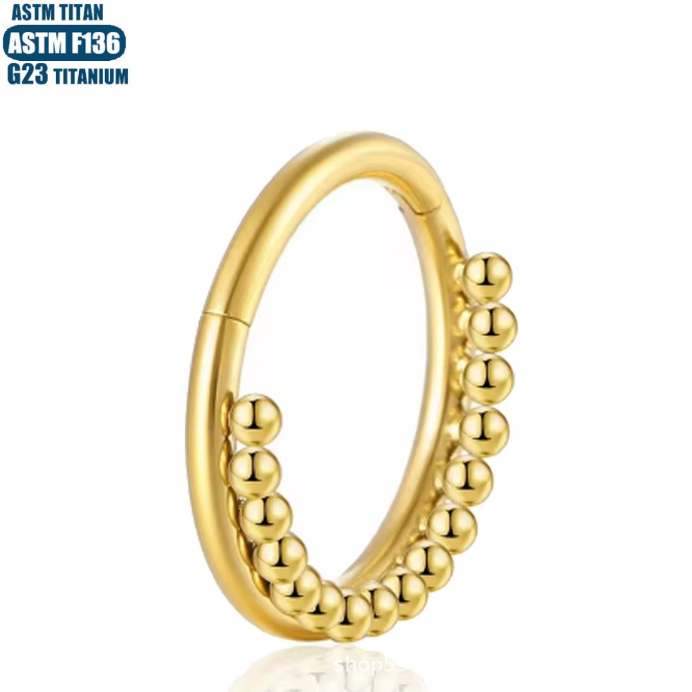 G23 Titanium Alloy Nose Ring with Side Welded Bead Hinge Seamless Hoop Earring - Image 2