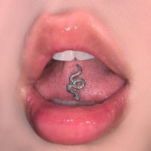 Wild Spirit Snake Tongue Barbell 18mm Bar Length 1.6mm Gauge 316L Steel External Thread Piercing Jewelry Unisex