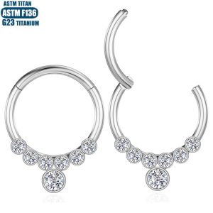 G23 Titanium Seamless Open Nose Ring Earring - Cartilage Hoop with Zircon - Body Piercing Jewelry